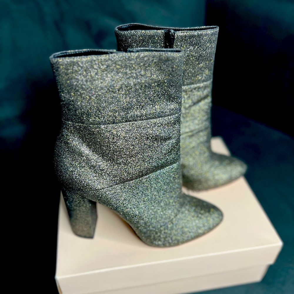 BCBGeneration black and gold glitter boots